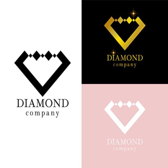 Vector Diamond Logo Jewelry Company Icon Gemstone Brand Name