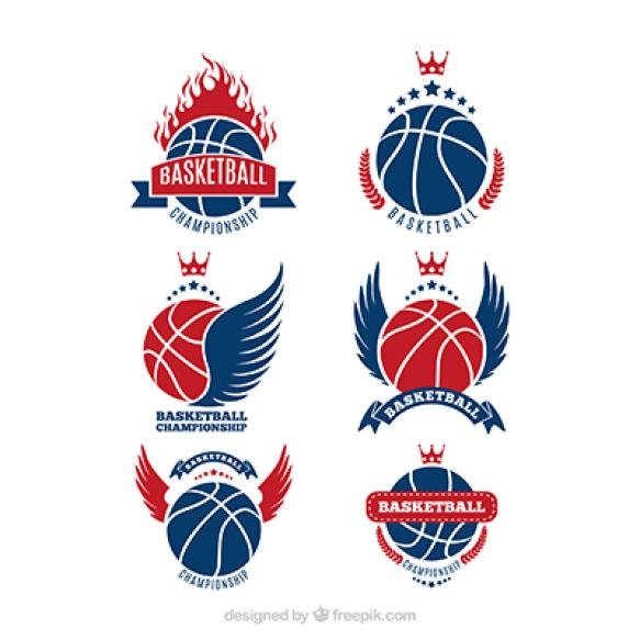 Collection Blue Red Basketball Logos