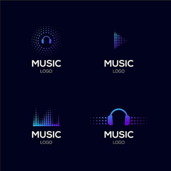 Gradient Colored Dj Logo Set
