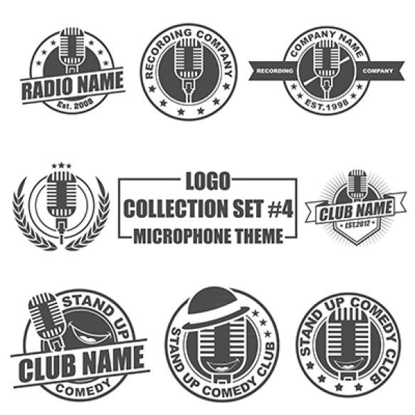 Logo Collection Set With Microphone Theme