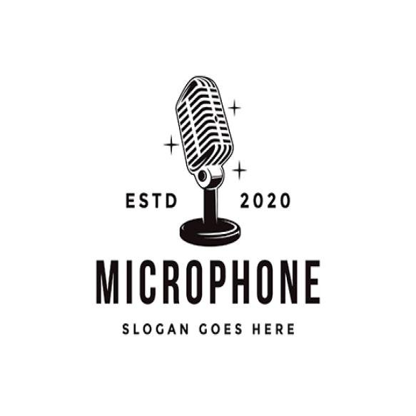 Old Stand Microphone Logo Podcasting Logo Icon Template