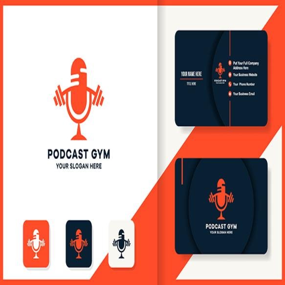 Podcast Fitness Logo Design Business Card Design