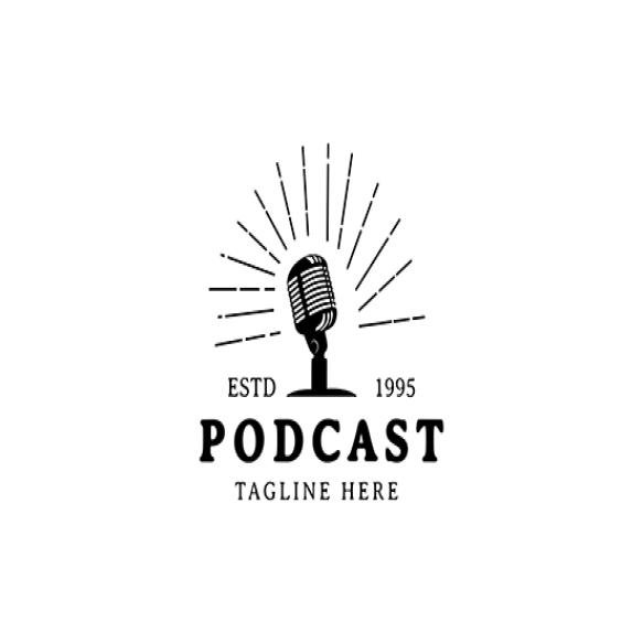 Podcast Logo Vector Illustration Design Microphone Symbol