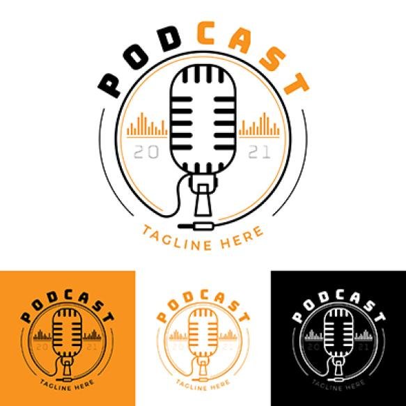 Podcast Logo With Various Colored Backgrounds