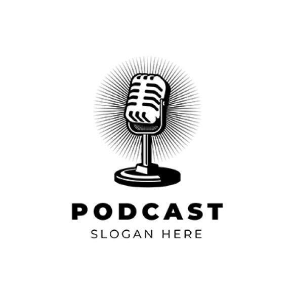 Podcast Singer Karaoke With Retro Microphone Design Element Logo Label Emblem Sign (1)