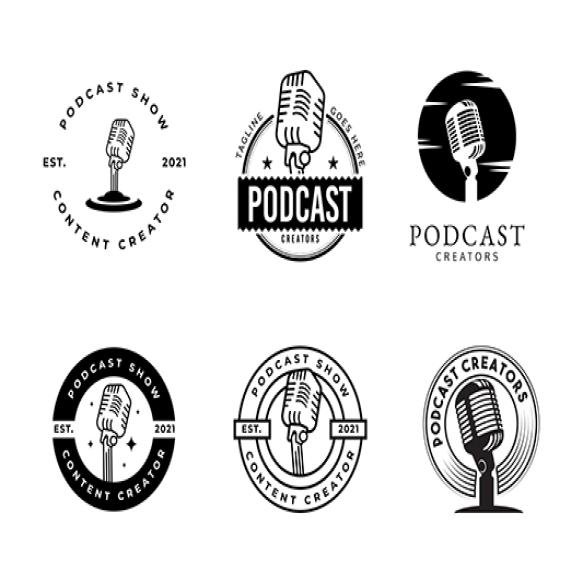 Set Vintage Podcast Logo Design Concept
