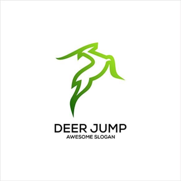 Deer Jump Logo Line Art Design Gradient Color