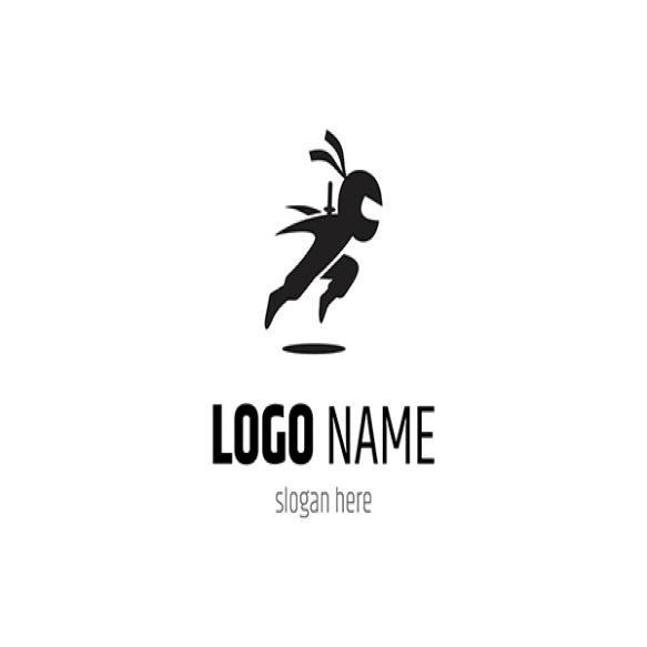 Ninja Logo With Running Style Flat Vector Design