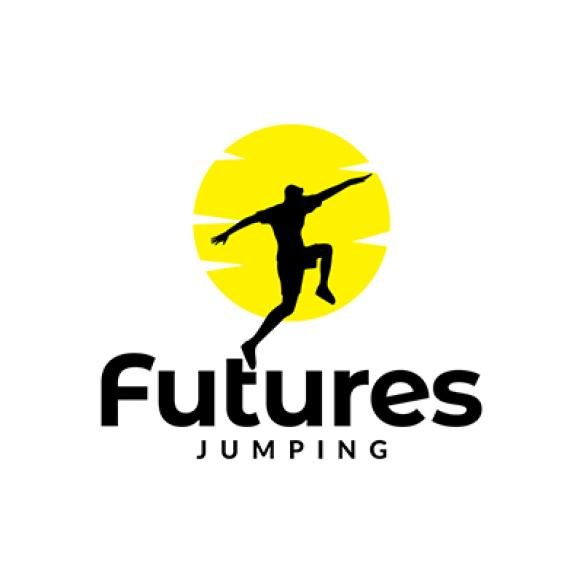 Silhouette Young Man Jump Hill Rock Logo Design Vector Graphic Symbol Icon Illustration Creative