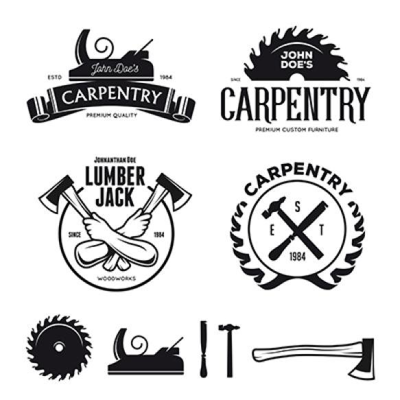 Carpentry Emblems Badges Elements