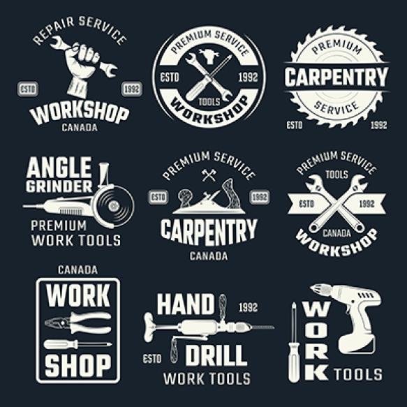 Work Tools Monochrome Emblems