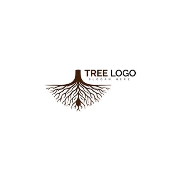 Brown Tree Logo With Detailed Roots Illustration