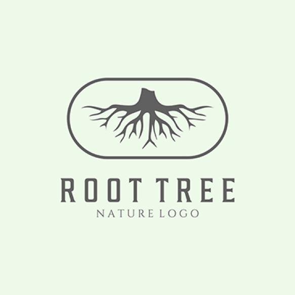 Root Tree Minimalist Logo Vintage Design Badge