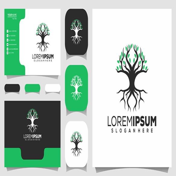 Tree Shape Logo Template With Business Card
