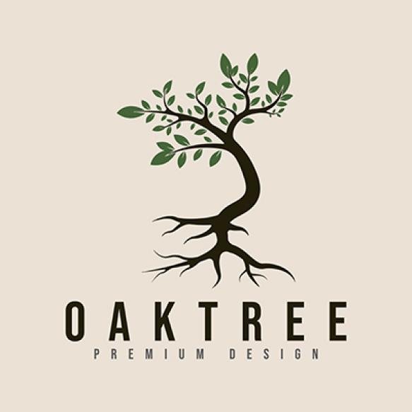 Vintage Oak Tree Logo Vector Minimalist Illustration Design