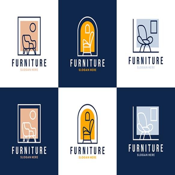 Collection Furniture Logo Armchair Interior Logo Design Template