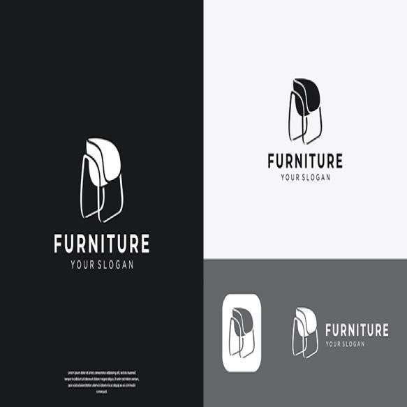 Furniture Silhouette Logo With Creative Geometric Line Style Design Furniture Store Inspiration