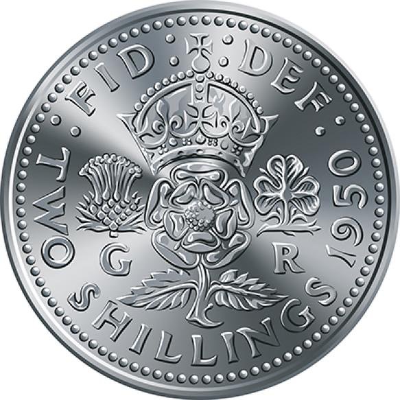 British Money Coin Two Shillings King George Vi Florin Reverse With Crowned Rosa Tudor
