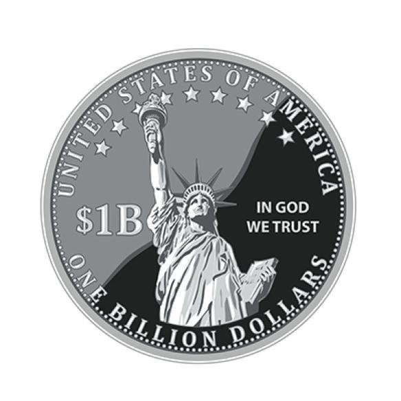 One Billion Dollar Coin United States America Isolated