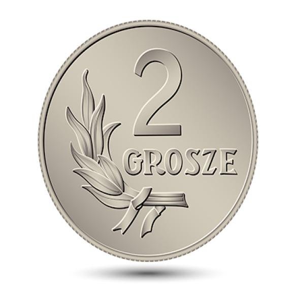Reverse Polish Money Two Grosz Coin Vector Illustration