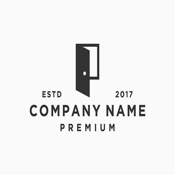 Letter P With Door Logo Design Vector Illustration Template