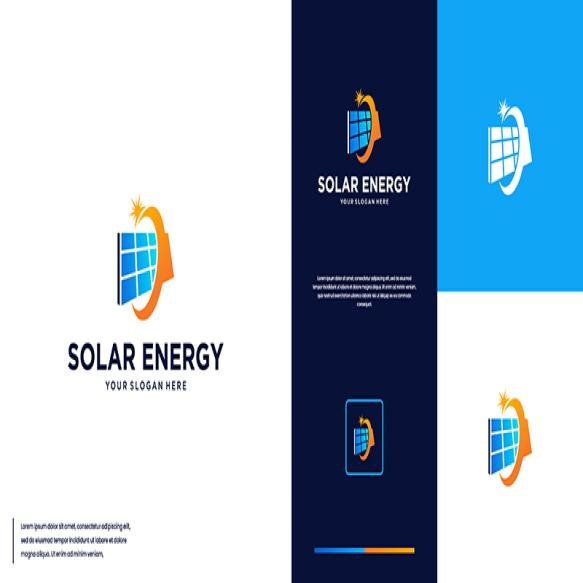 Energy Solution Logo With Solar Panel Sun Concept Modern Logo Design