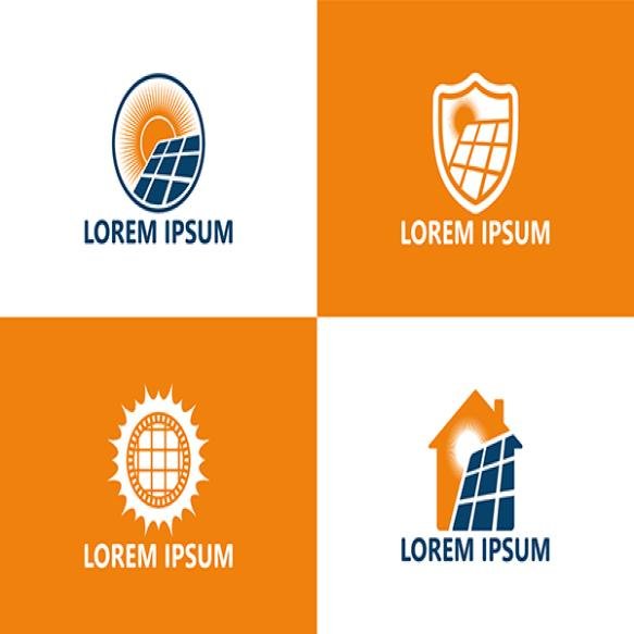 Set Solar Panel Energy Logo Template Design Vector