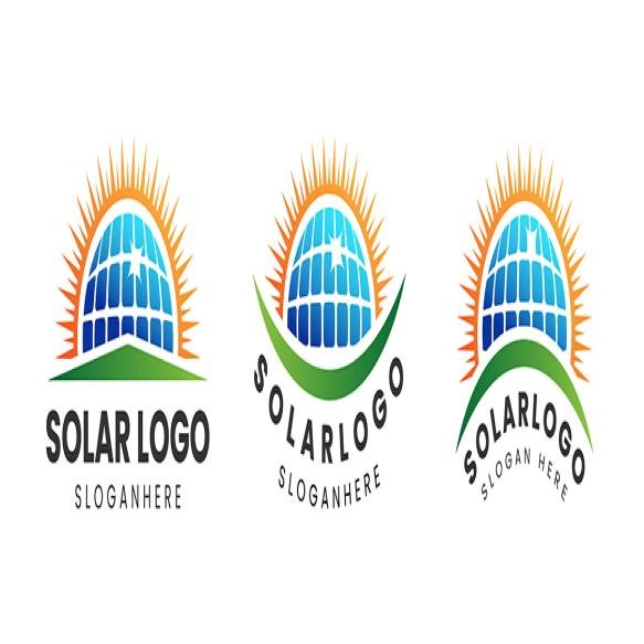 Solar Energy Logo Set With Sun Solar Panels Sustainable Living Solar Logo Design Vector
