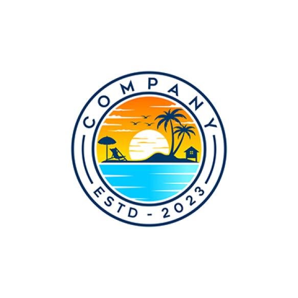 Beach Coast Logo Simple Sun Ocean