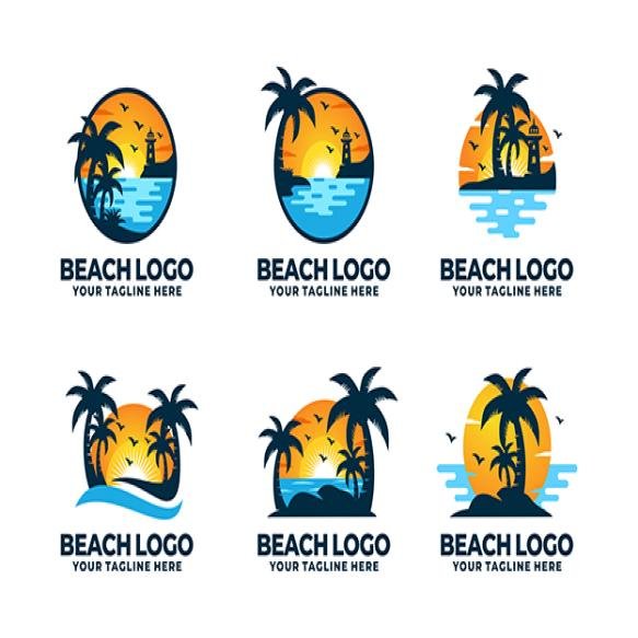 Beach Logo Set Vector