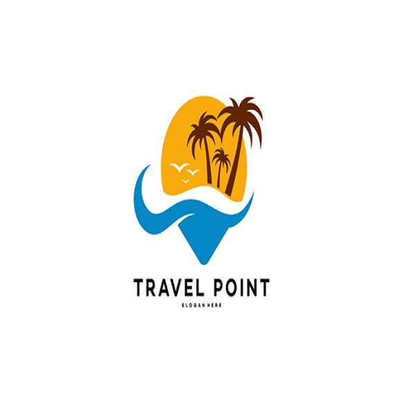 Travel Point Logo With Palm Trees Symbol Beach Logo Designs Concept Vector