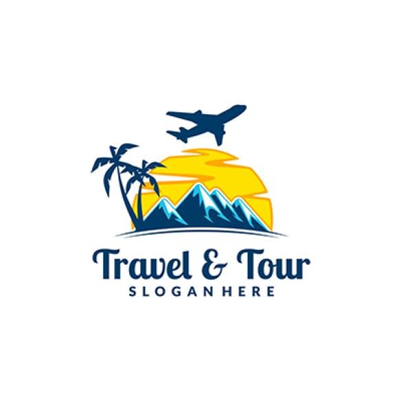 Travel Tour Logo With Mountain Airplane Concept