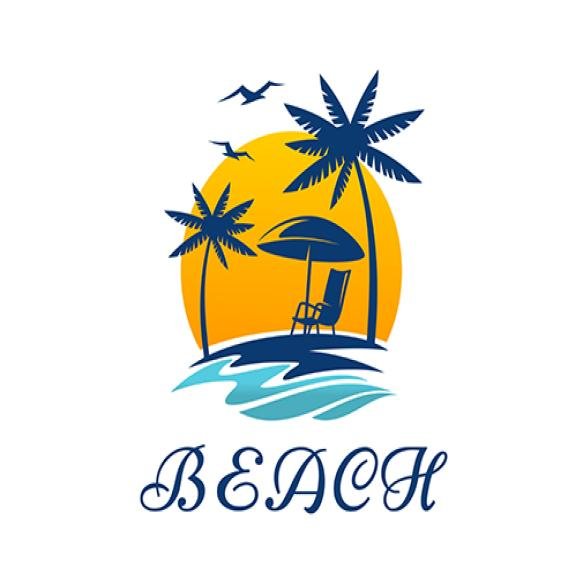 Tropical Summer Beach Icon With Palms Daybed