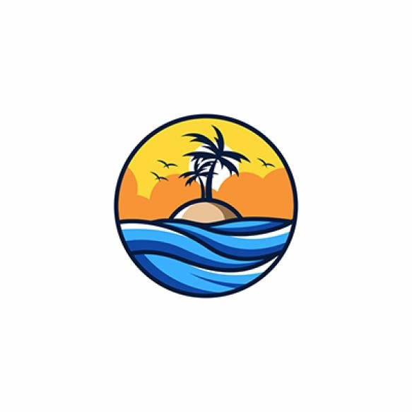 Vector Illustration Palm Tree Coconut Tree Sunset Beach Summer Landscape Perfect Vector Des