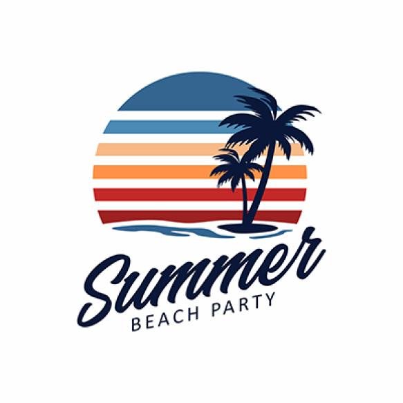 Vectorlogo Beach Party With Palm Tree Illustration
