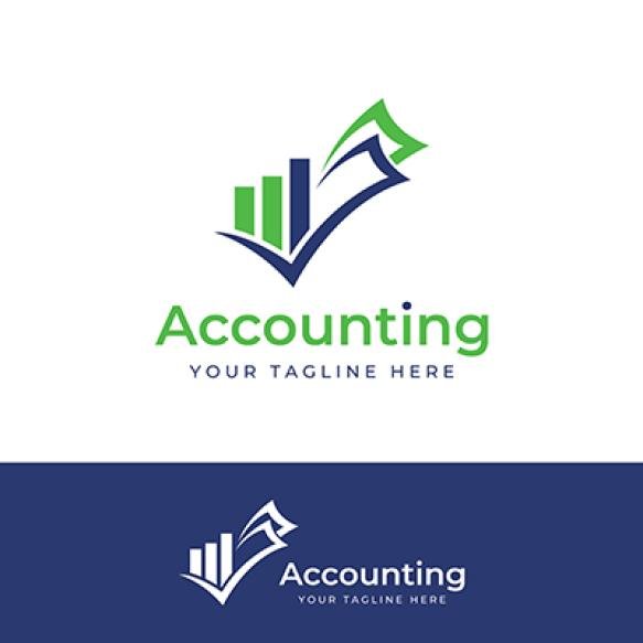 Financial Accounting Logo With Check Mark Financial Accounting Stock Chart Analysis Modern Template