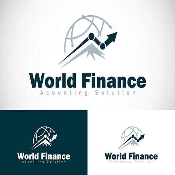 World Financial Logo Creative Diagram Money Invest Design Mountain