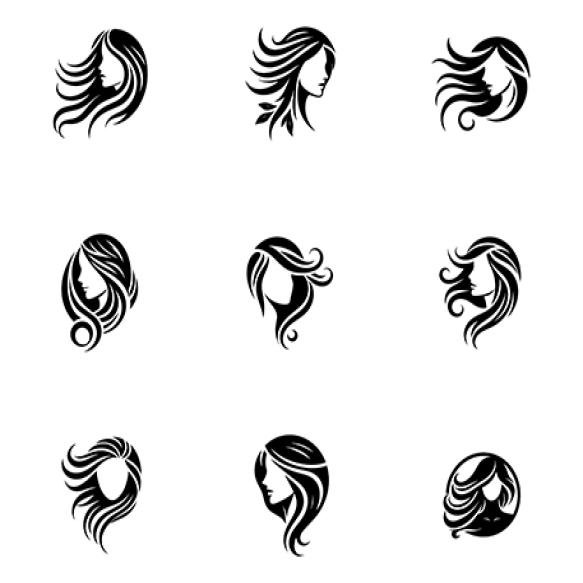Collection Woman Hair Logo Hair Minimalist Logo Set Template Beauty Salon Hair Salon Icon Set