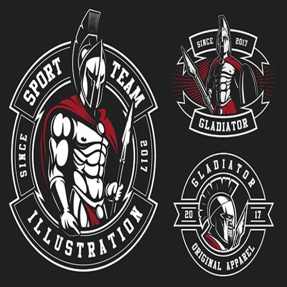 Set Gladiators Black Background All Elements Is Separate Layer