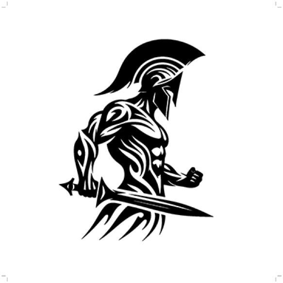 Spartan Modern Tribal Tattoo Abstract Line Art People Minimalist Contour Vector