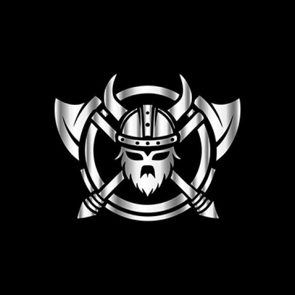 Viking Warrior Helmet With Crossed Swords Shield Vector Logo Design