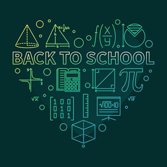 Back School Concept Vector Outline Heart Shape Colored Banner Vector Illustration