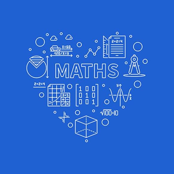 Maths Vector Concept Outline Heart Shaped Banner I Love Mathematics Illustration