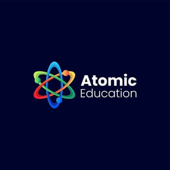 Vector Logo Illustration Atom Gradient Colorful Style