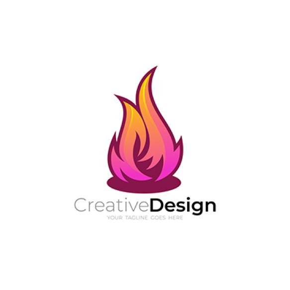Abstract Fire Logo With Colorful Design Template 3d Style