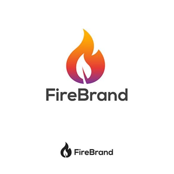 Abstract Logo Shaped Red Orange Flame Fire Leaf