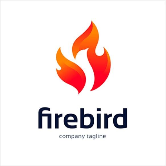 Firebird Logo With Flame Shaped Bird Silhouette Gradient Design