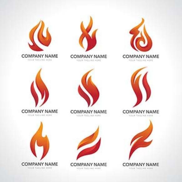 Set Logo Flame Fire Isolated White