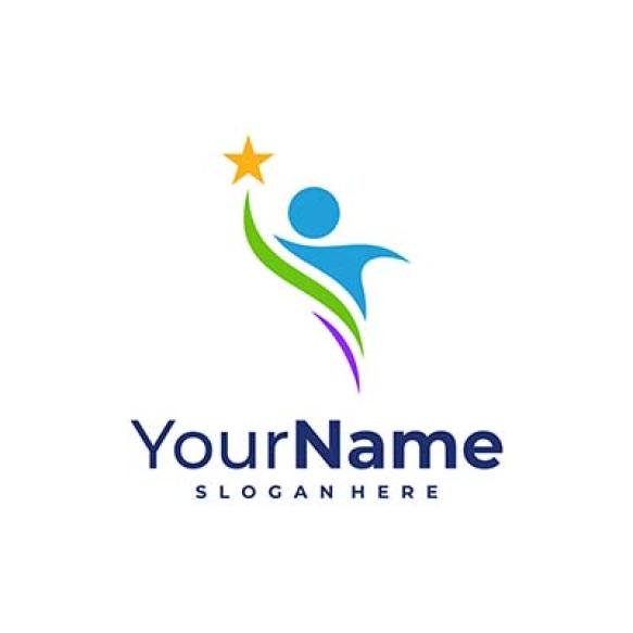 Leader Logo Design Template Star People Logo Vector Illustration