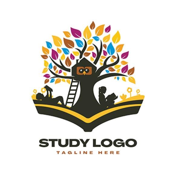 Studying Tree Logo Design Vector Book Icon With Owl Illustration